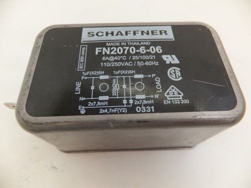 Schaffner 6 amp power line filter #fn2070-6-06 50hz to 60hz, 6 amps 110/250vac for sale