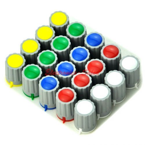 5 colors knob assortment kit, for 6mm 18 teeth shaft pots, 20pcs(each 4pcs) for sale