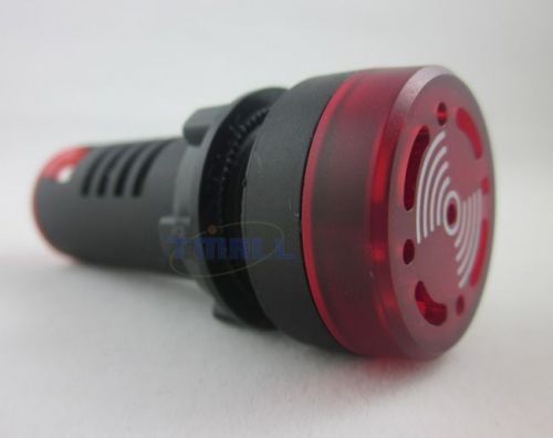 AC 220V 22mm Red LED Flash Alarm 80dB Indicator Light Lamp with Buzzer New