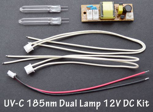 Uvc 185nm ozone generator u-shape 50mm x 8mm x 50mm  dual lamp bulb 12v dc kit for sale