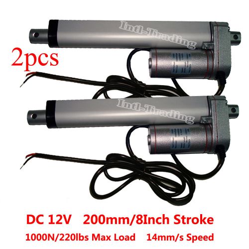 Set of two heavy duty 8&#034; linear actuators stroke 12 volt dc 220 pound max lift for sale