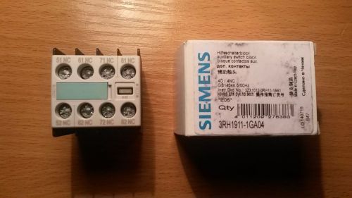 Siemens 3RH1911-1GA40 Auxiliary Block, New, 4NC
