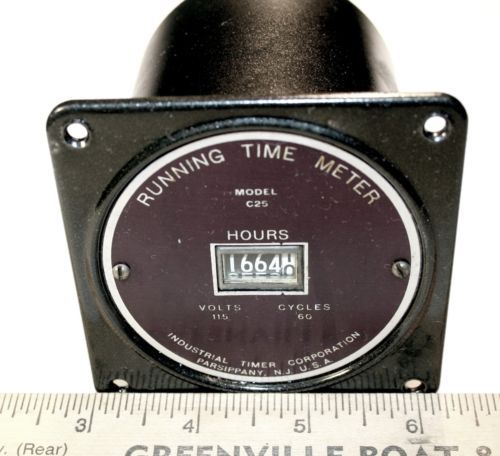Industrial timer corp. running time meter model c 25 hours 115vac 60hz for sale