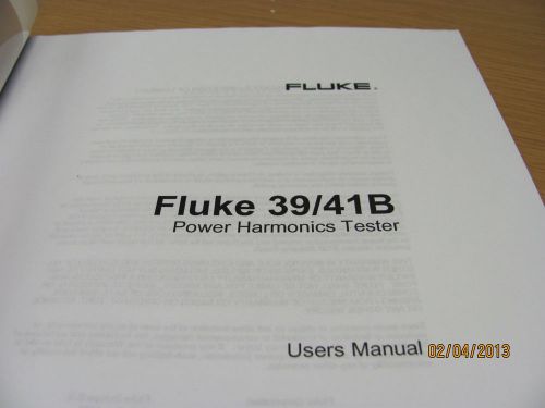 FLUKE MODEL 39/41B: Power Harmonics Tester - Users Manual