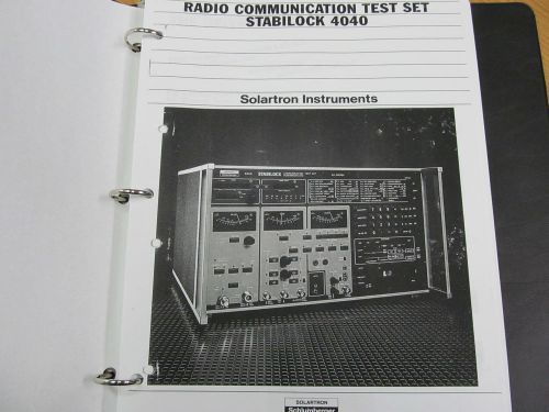 Wavetek Manual SI4040 Communications Test Set Operating Manual