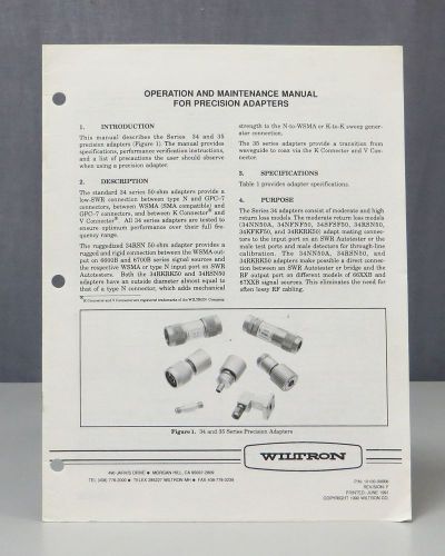 Wiltron Precision Adapters Operation &amp; Maintenance Manual