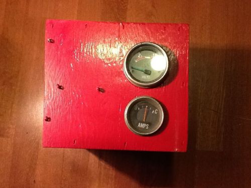 vintage handmade painted red wooden volts and amp meter