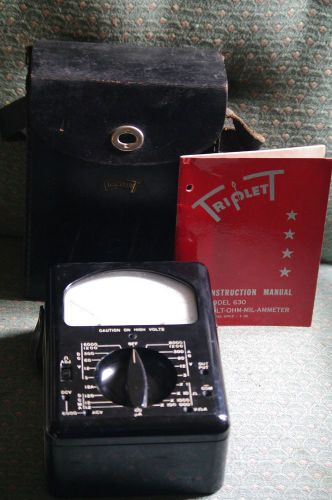 Vintage Triplett Model 630 Multimeter w/ Case, Probes and Owners Manual