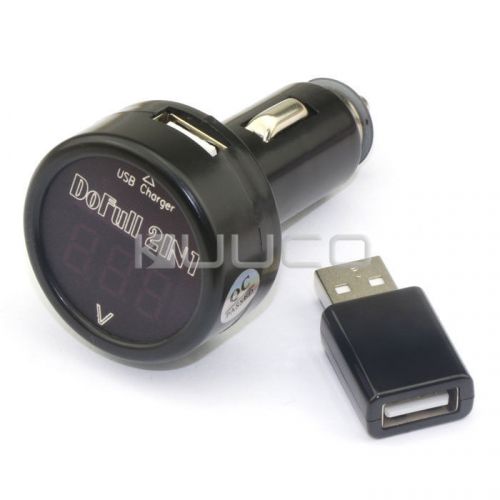 12V/24V Digital Voltage Gauge 5V/2A Car USB Charger Adapter For IPhone/GALAXY