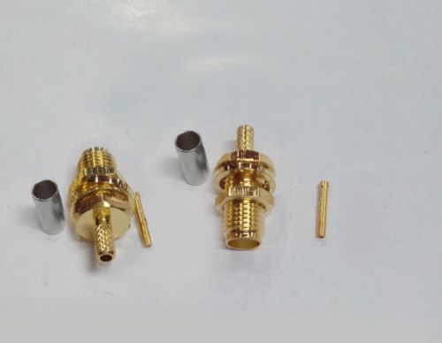 100 sets Copper Gilded SMA female Coaxial crimp for RG174 RG316 Cable Connector