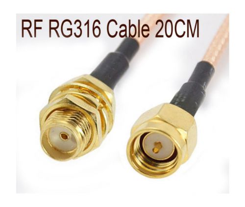30PCS Copper SMA Female to SMA Male Nut Bulkhead Crimp RG316 Cables 20cm