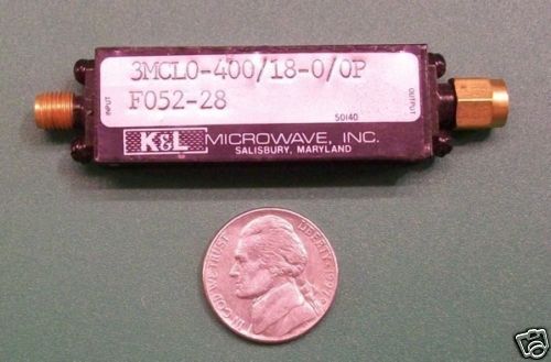 K&amp;L RF microwave bandpass filter, 400 MHz / 18 MHz, power 2 Watt, tested , data