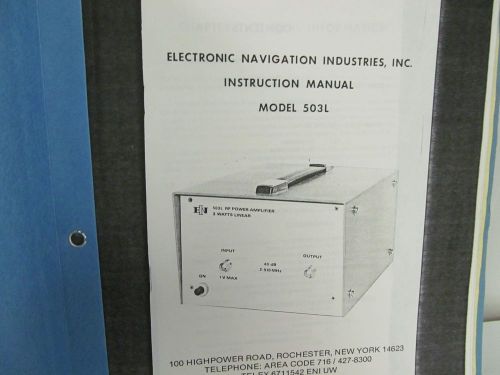 ENI Power 503L Broadband Power Amplifier:Instruction Manual w/ Schematics