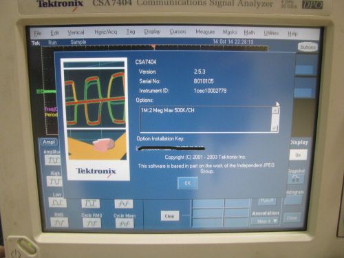 Tektronix csa7404 communications signal analyzer, 4 channel, 4ghz, 20gs/s, op 1m for sale