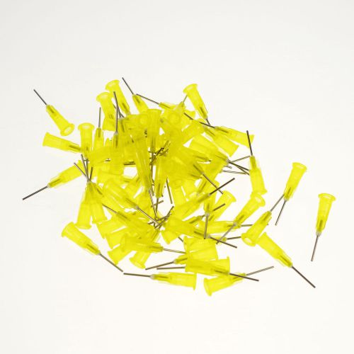 100 x  Plastic Dispenser Needle Yellow 0.9 mm(OD) 0.64 mm(ID)