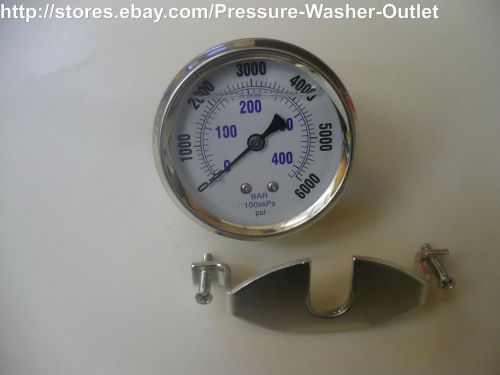 0-6000 psi liquid filled pressure gauge pic brand 1/4npt rear mount 2 1/2 face for sale