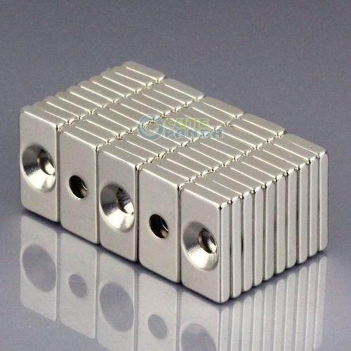 50pcs N50 Block Counter Sunk Magnets 20 x 10 x 3mm Hole 4mm Rare Earth Neodymium