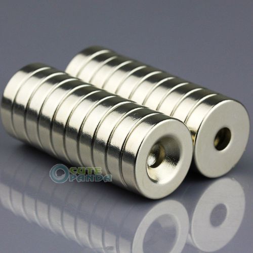 20pcs Round Neodymium Ring Magnets 20 x 5mm Counter Sunk Hole 5mm Rare Earth N50