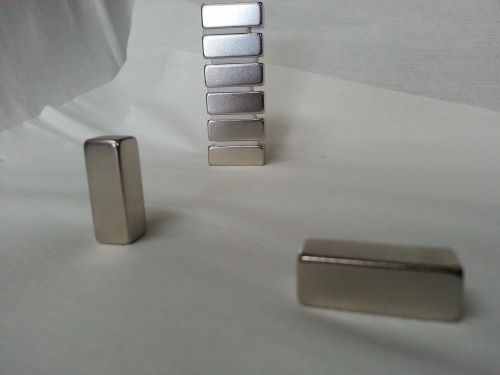 Neodymium magnet 3/8”square x 1”  n42 nickel plated magnetized ~ 3/8”h 8 each for sale