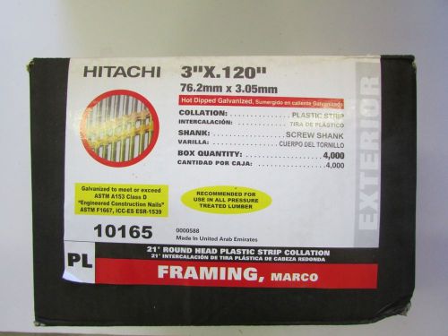 New Hitachi 3&#034; x.120 Hot Dip Galv. 21 Deg Plastic Strip Nails 4,000 Qty.