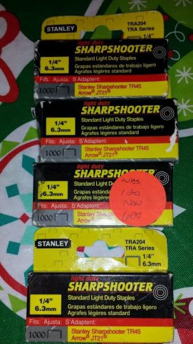 Stanley sharpshooter 1/4&#034; 6.3mm light duty staples tra204 1000 ct pack x 4 4000! for sale