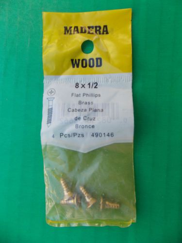 Hillman brass wood screws 8 x 1/2&#034; flat head phillips 1 package of 4 new for sale