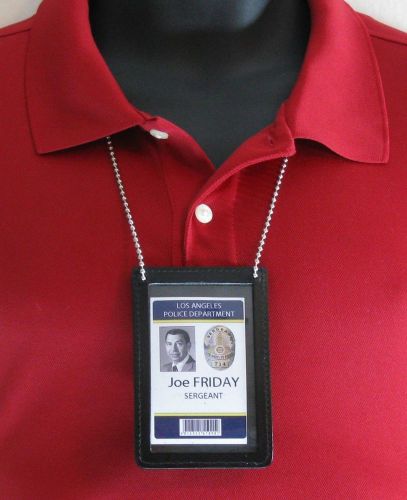 Perfect Fit 708 Double ID holder for neck with 30&#034; chain leather