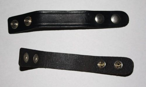 2 Black Leather Duty Belt Keepers Silver &amp; Black Snaps 1 inch - Discounted