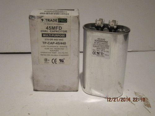 Trade pro 45mfd oval capacitor,45 mfd, 370/440vac, tp-cap-45/440,free ship nisb! for sale