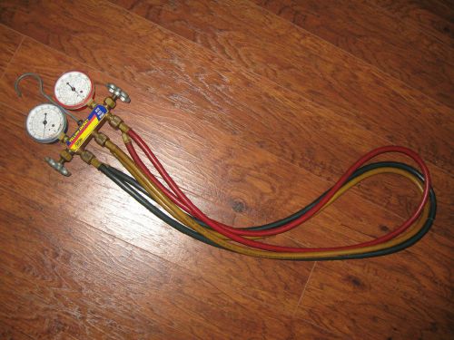 Ritchie Yellow Jacket Flutterless Test Charging Manifold R-22 R-12 R-502 &amp; hoses