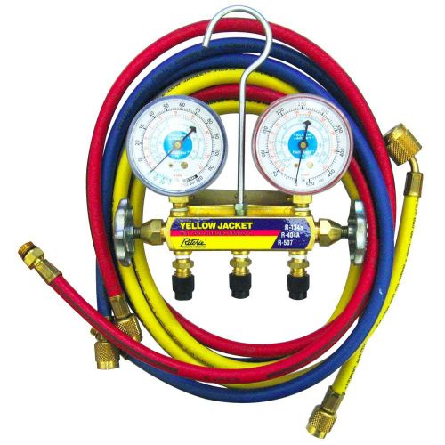 Yellow jacket 41343 series 41 auto manifold 2-1/2&#034; gauges r-134a w/ 60&#034; plus ii™ for sale