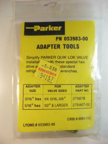 Parker 053983-00 3/16&#034; 5/16&#034; Hex Adapter Tools Crib # 6501-112 Lyons 053982-00