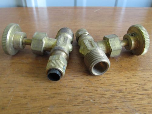 Lot of 2 parker poly tite brass tall 1/4&#034; x 1/4&#034; needle valve (rw-7) for sale