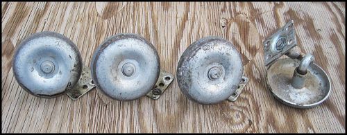 4 vtg steel swivel casters wheels old mac tools creeper salvage industrial 3&#034;x3&#034; for sale