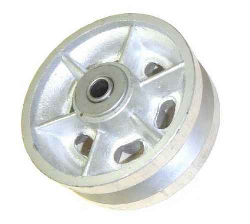 Cast-iron v-grove 5&#034; x 2&#034; wheel with 3/4&#034; roller bearing &amp; 1/2&#034; spanner for sale