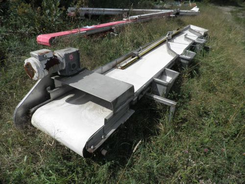 Feed Conveyor Flat Belt 24” x 20 ft Stainless Frame w/Diverters