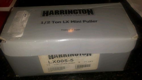 HARRINGTON LX-005-5 NEW 1/2 TON MINI PULLER WITH 5 FT LIFT HRH LX0055 hoist