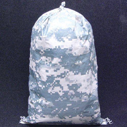 500 new camo 100% polypro sandbags w/ tie-string 16.5x27 65lb capacity sand bags for sale