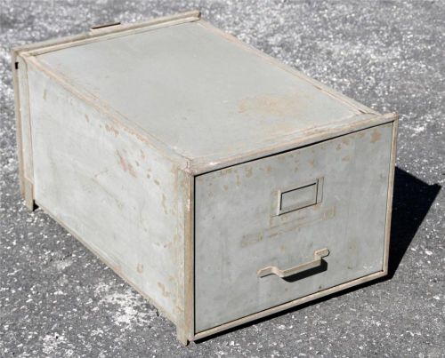 Vtg INDUSTRIAL STORAGE BOX Metal case tool part file filing cabinet drawer steel