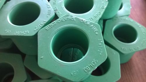 Nibco chem-aire 1 x 1/2&#034; reducer bushing spig-soc cf00610 green sch 80 fitting for sale
