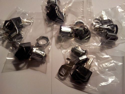 (6) alliance 5/8 cam locks for cabinets, drawers, mail box, etc.. 12 black keys for sale