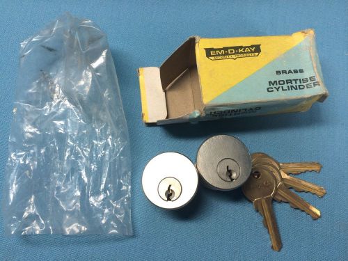 EM-D-Kay Brass 1&#034; Mortise Cylinders Set of 2 with Keys Chrome Finish- Locksmith