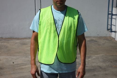 QTY 100- LIME GREEN MESH ECONO SAFETY VESTS