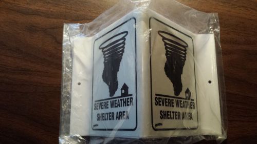 Prinzing &#034;severe weather shelter area&#034; sign-8 1/2&#034; x 5 3/4&#034;-heavy white plastic for sale