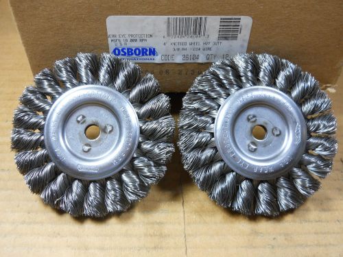 Lot of 2 / osborn 4&#034; x 3/8&#034; ah x .014&#034; hd knot wire wheel brushes # 26104 usa for sale