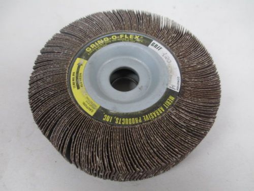 New merit abrasives grind-o-flex grit 120 flap wheel 4x1x5/8 in d216346 for sale