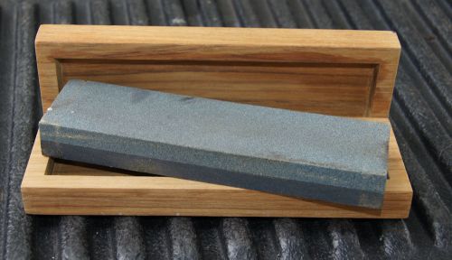 SHARPENING STONE TWO SIDED IN CUSTOM WOOD BOX
