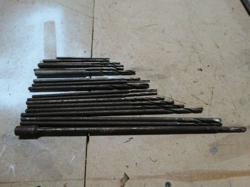 17 ASSORTED LOT LONG AUGER DRILL BUTS &amp; 12&#034; BIT EXTENSION FROM 3/32&#034; TO 1/4&#034;