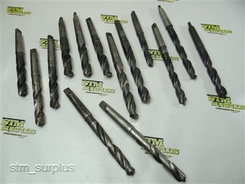 Nice lot of 14 hss morse taper shank twist drills 41/64&#034; to 25/32&#034; with 3mt for sale