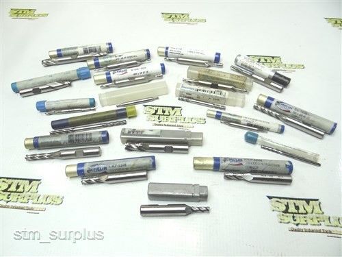 NICE ASSORTED LOT OF 19 HSS SINGLE AND DOUBLE END MILLS 5/64&#034; TO 3/8&#034; MELIN